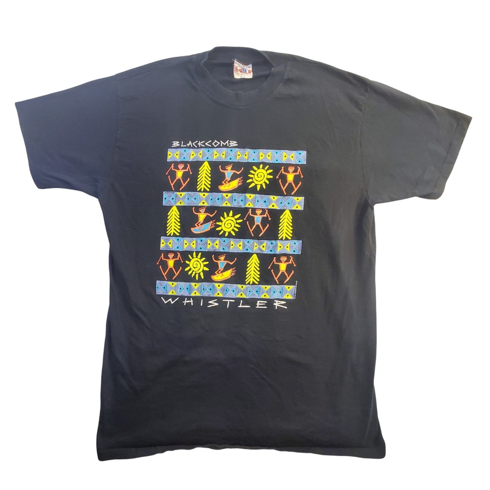 Vintage Whistler Blackcomb Ski T-Shirt XL Black Canada Single Stitch Graphic Tee